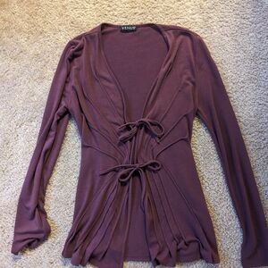 Venus Burgundy Long Sleeve Tie Front Cardigan